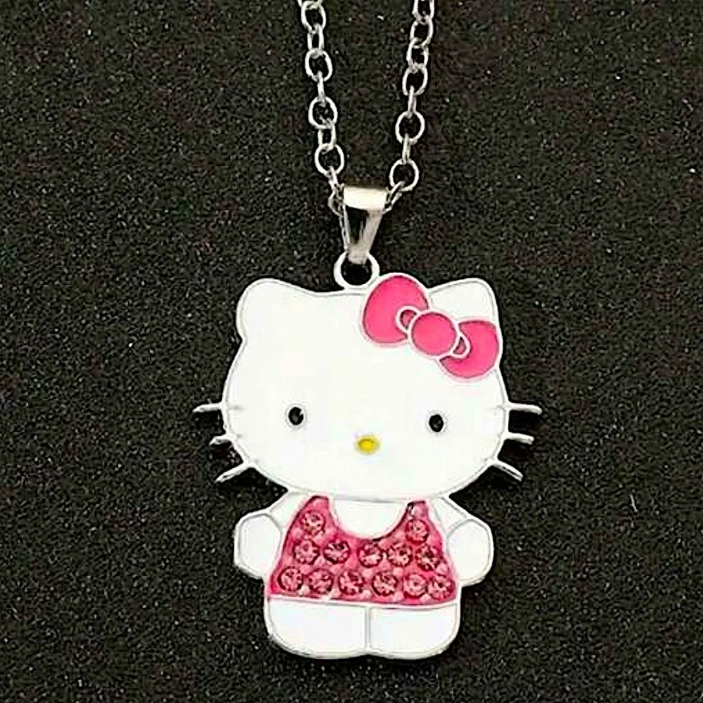 Silver Pink Zircon Enamel Necklace